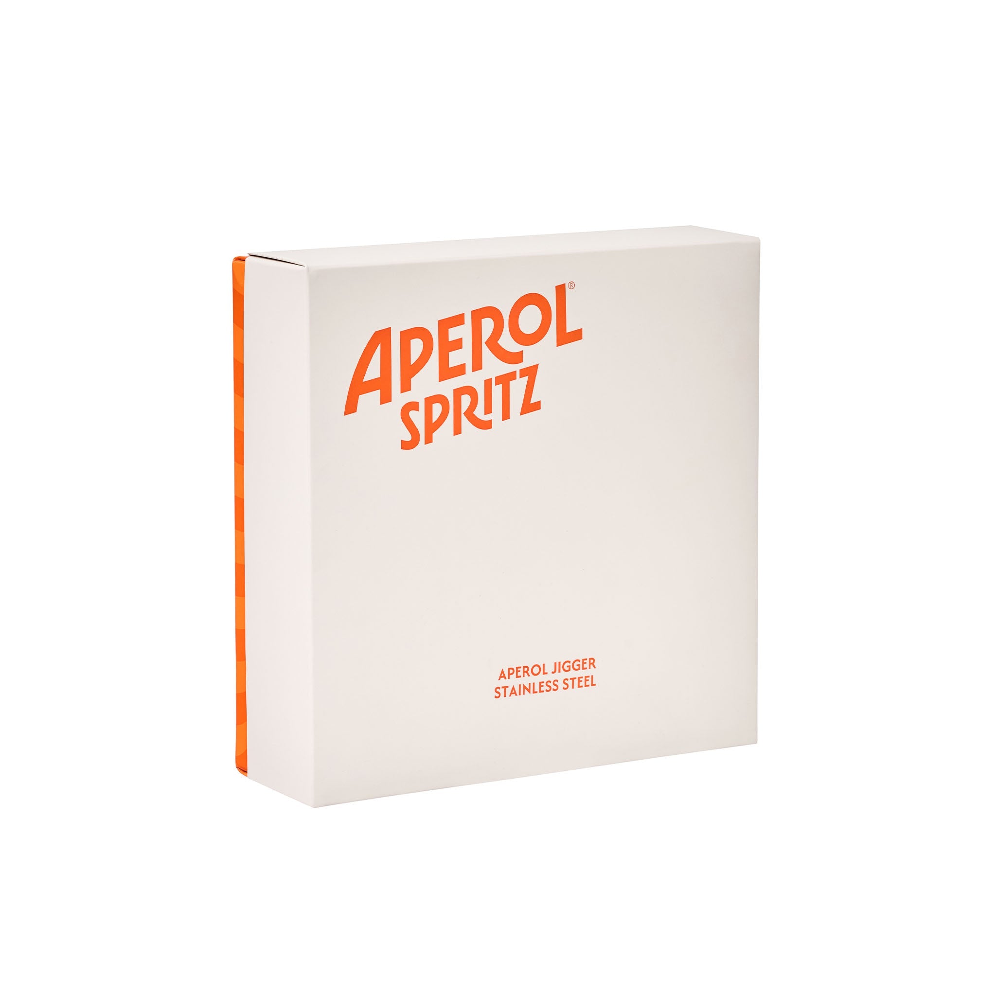 A white rectangular box for APEROL SPRITZ, featuring orange text and a bright orange side edge, shown on a clean white background.